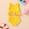 imageYOUNGER TREE Toddler Baby Girls Summer Swimsuit Sleeveless Striped Swimwear TwoPiece Suit Beach BikiniToddler Yellow Swimsuit