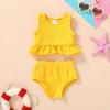 imageYOUNGER TREE Toddler Baby Girls Summer Swimsuit Sleeveless Striped Swimwear TwoPiece Suit Beach BikiniToddler Yellow Swimsuit