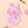 imageYOUNGER TREE Toddler Baby Girls Summer Swimsuit Sleeveless Striped Swimwear TwoPiece Suit Beach BikiniUnicorn Pink Swimsuit