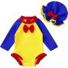 imageInfant Baby Girl Swimsuit OnePiece Long Sleeve Rash Guard with Hat Set Floral Zipper Bathing Suit Leopard Beach WearYellow36 Months