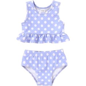 imageYOUNGER TREE Toddler Baby Girls Summer Swimsuit Sleeveless Striped Swimwear TwoPiece Suit Beach BikiniPurple Polka Dot