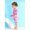 imageBaby Toddler Girls Swimsuit OnePiece Bathing Suit Full Zip Sun Protection Swimwear Rash Guard Swim SuitPinkflower