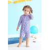 imageBaby Toddler Girls Swimsuit OnePiece Bathing Suit Full Zip Sun Protection Swimwear Rash Guard Swim SuitPurpleflower