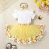 imageNewborn Baby Girls My 1st Birthday Dress Infant Shiny Printed Sequin Bowknot Tutu Princess DressBee One and Sunflower