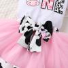 imageNewborn Baby Girls My 1st Birthday Dress Infant Shiny Printed Sequin Bowknot Tutu Princess DressHoly Cow im One