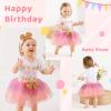 imageNewborn Baby Girls My 1st Birthday Dress Infant Shiny Printed Sequin Bowknot Tutu Princess DressIridescent