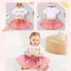 imageNewborn Baby Girls My 1st Birthday Dress Infant Shiny Printed Sequin Bowknot Tutu Princess DressIridescent