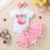 imageNewborn Baby Girls My 1st Birthday Dress Infant Shiny Printed Sequin Bowknot Tutu Princess DressOne in a Melon