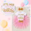 imageNewborn Baby Girls My 1st Birthday Dress Infant Shiny Printed Sequin Bowknot Tutu Princess DressPink