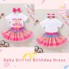 imageNewborn Baby Girls My 1st Birthday Dress Infant Shiny Printed Sequin Bowknot Tutu Princess DressStar Glitter Gradient Tutu