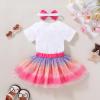 imageNewborn Baby Girls My 1st Birthday Dress Infant Shiny Printed Sequin Bowknot Tutu Princess DressStar Glitter Gradient Tutu