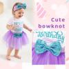 imageNewborn Baby Girls My 1st Birthday Dress Infant Shiny Printed Sequin Bowknot Tutu Princess DressWhite
