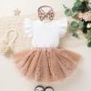imageNewborn Baby Girls My 1st Birthday Dress Infant Shiny Printed Sequin Bowknot Tutu Princess DressWild One Leopard Print