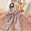 imageNewborn Baby Girls My 1st Birthday Dress Infant Shiny Printed Sequin Bowknot Tutu Princess DressWild One Leopard Print