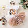 imageNewborn Baby Girls My 1st Birthday Dress Infant Shiny Printed Sequin Bowknot Tutu Princess DressWild One Leopard Print