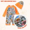imageToddler Baby Girls Swimsuit OnePiece Zipper Rash Guard Swimwear UPF 50 Sun Protection Bathing Suit with HatOrange