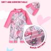 imageToddler Baby Girls Swimsuit OnePiece Zipper Rash Guard Swimwear UPF 50 Sun Protection Bathing Suit with HatPink