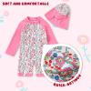 imageToddler Baby Girls Swimsuit OnePiece Zipper Rash Guard Swimwear UPF 50 Sun Protection Bathing Suit with HatPink Floral Fragments