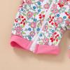 imageToddler Baby Girls Swimsuit OnePiece Zipper Rash Guard Swimwear UPF 50 Sun Protection Bathing Suit with HatPink Floral Fragments