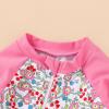 imageToddler Baby Girls Swimsuit OnePiece Zipper Rash Guard Swimwear UPF 50 Sun Protection Bathing Suit with HatPink Floral Fragments