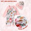 imageToddler Baby Girls Swimsuit OnePiece Zipper Rash Guard Swimwear UPF 50 Sun Protection Bathing Suit with HatPink Flower