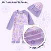 imageToddler Baby Girls Swimsuit OnePiece Zipper Rash Guard Swimwear UPF 50 Sun Protection Bathing Suit with HatPurple