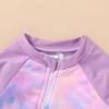 imageToddler Baby Girls Swimsuit OnePiece Zipper Rash Guard Swimwear UPF 50 Sun Protection Bathing Suit with HatPurple Tie Dye