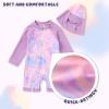imageToddler Baby Girls Swimsuit OnePiece Zipper Rash Guard Swimwear UPF 50 Sun Protection Bathing Suit with HatPurple Tie Dye