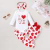 imageYOUNGER TREE 3Pcs Valentines Baby Girl Outfit Newborn Infant My First Valentines Day Romper Love Pattern Pant Clothes SetsA2white