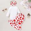 imageYOUNGER TREE 3Pcs Valentines Baby Girl Outfit Newborn Infant My First Valentines Day Romper Love Pattern Pant Clothes SetsA2white