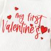 imageYOUNGER TREE 3Pcs Valentines Baby Girl Outfit Newborn Infant My First Valentines Day Romper Love Pattern Pant Clothes SetsWhite