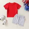imageYOUNGER TREE 4th of July Toddler Baby Boys Summer Outfits Short Sleeve TShirt American Flag Shorts Independence Day SetsRedgrey