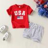 imageYOUNGER TREE 4th of July Toddler Baby Boys Summer Outfits Short Sleeve TShirt American Flag Shorts Independence Day SetsRedgrey
