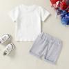 imageYOUNGER TREE 4th of July Toddler Baby Boys Summer Outfits Short Sleeve TShirt American Flag Shorts Independence Day SetsWhitegrey