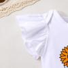 imageYOUNGER TREE Baby Girl 1st Birthday Outfit  My First Birthday Romper ampamp Flared PantsBee One and Sunflower