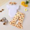 imageYOUNGER TREE Baby Girl 1st Birthday Outfit  My First Birthday Romper ampamp Flared PantsBee One and Sunflower