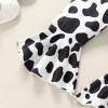 imageYOUNGER TREE Baby Girl 1st Birthday Outfit  My First Birthday Romper ampamp Flared PantsCow One