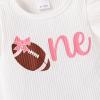 imageYOUNGER TREE Baby Girl 1st Birthday Outfit  My First Birthday Romper ampamp Flared PantsFootball One