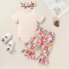 imageYOUNGER TREE Baby Girl 1st Birthday Outfit  My First Birthday Romper ampamp Flared PantsGroovy One