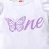 imageYOUNGER TREE Baby Girl 1st Birthday Outfit  My First Birthday Romper ampamp Flared PantsOne Purple Butterfly