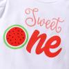 imageYOUNGER TREE Baby Girl 1st Birthday Outfit  My First Birthday Romper ampamp Flared PantsSweet One Watermelon