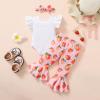imageYOUNGER TREE Baby Girl 1st Birthday Outfit  My First Birthday Romper ampamp Flared PantsSweet Onepeach