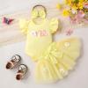 imageYOUNGER TREE Baby Girl 1st Birthday Outfits One Year Old Clothes Romper Tutu Cake Smash Skirt with Headband Baby Girl GiftsCream Yellow Threedimensional Flower