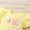 imageYOUNGER TREE Baby Girl 1st Birthday Outfits One Year Old Clothes Romper Tutu Cake Smash Skirt with Headband Baby Girl GiftsCream Yellow Threedimensional Flower