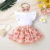 imageYOUNGER TREE Baby Girl 1st Birthday Outfits One Year Old Clothes Romper Tutu Cake Smash Skirt with Headband Baby Girl GiftsOne Peach
