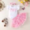 imageYOUNGER TREE Baby Girl 1st Birthday Outfits One Year Old Clothes Romper Tutu Cake Smash Skirt with Headband Baby Girl GiftsSparkly Bowknot