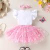 imageYOUNGER TREE Baby Girl 1st Birthday Outfits One Year Old Clothes Romper Tutu Cake Smash Skirt with Headband Baby Girl GiftsSparkly Bowknot