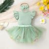 imageYOUNGER TREE Baby Girl 1st Birthday Outfits One Year Old Clothes Romper Tutu Cake Smash Skirt with Headband Baby Girl GiftsSpring Flowers