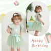 imageYOUNGER TREE Baby Girl 1st Birthday Outfits One Year Old Clothes Romper Tutu Cake Smash Skirt with Headband Baby Girl GiftsSpring Flowers