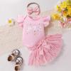 imageYOUNGER TREE Baby Girl 1st Birthday Outfits One Year Old Clothes Romper Tutu Cake Smash Skirt with Headband Baby Girl GiftsSweet One Candy